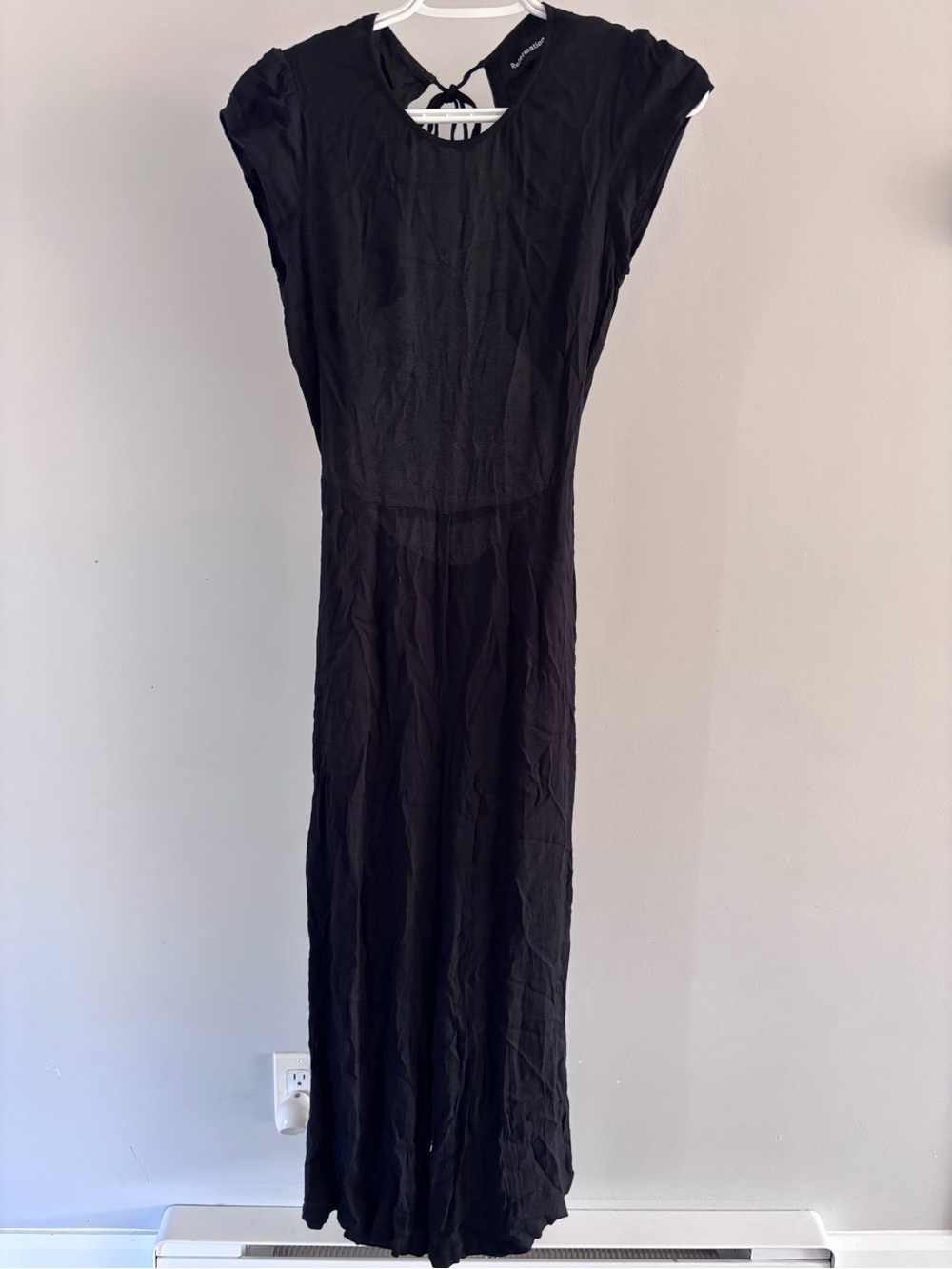 Reformation Black Cap-Sleeve Tie-Back jumpsuit